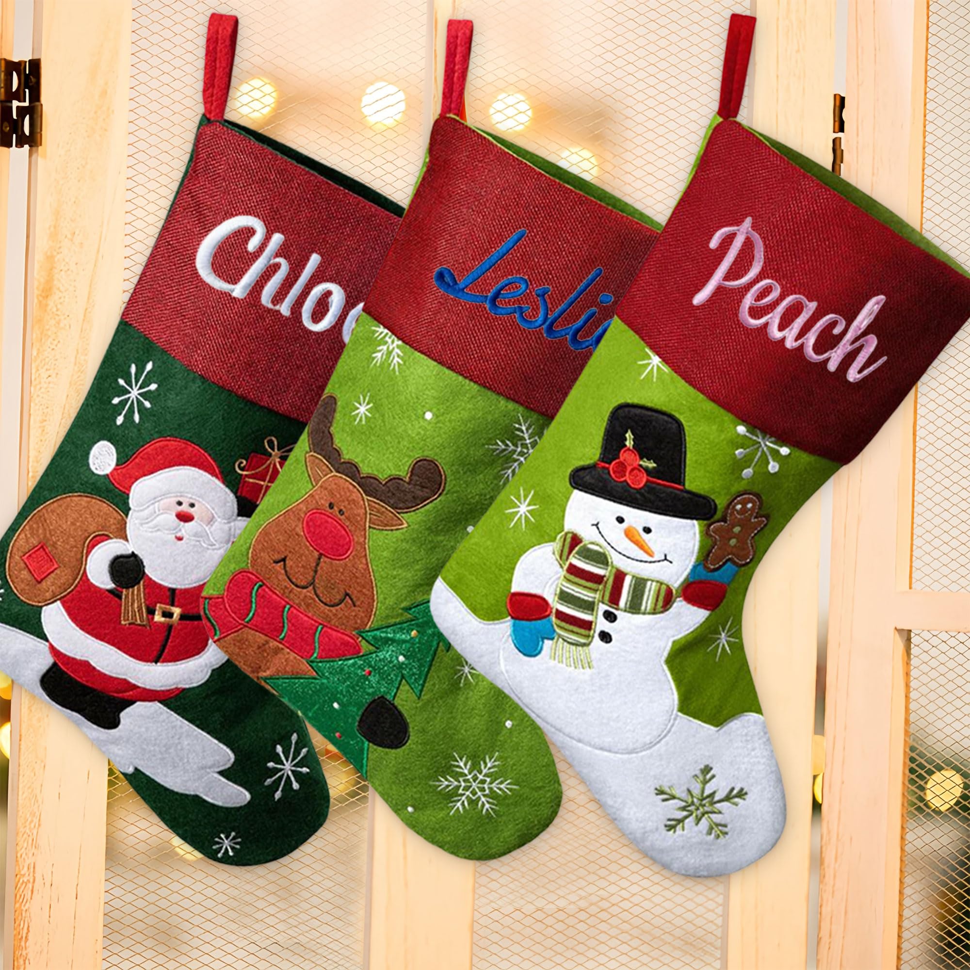 Weihnachtsstrumpf Personalisiert mit Name, 44cm Nikolausstrumpf weihnachtsstrümpfe Personalisierten, Weihnachtsstrümpfe Familiendekorationen, Gestickte Weihnachtsstrümpfe