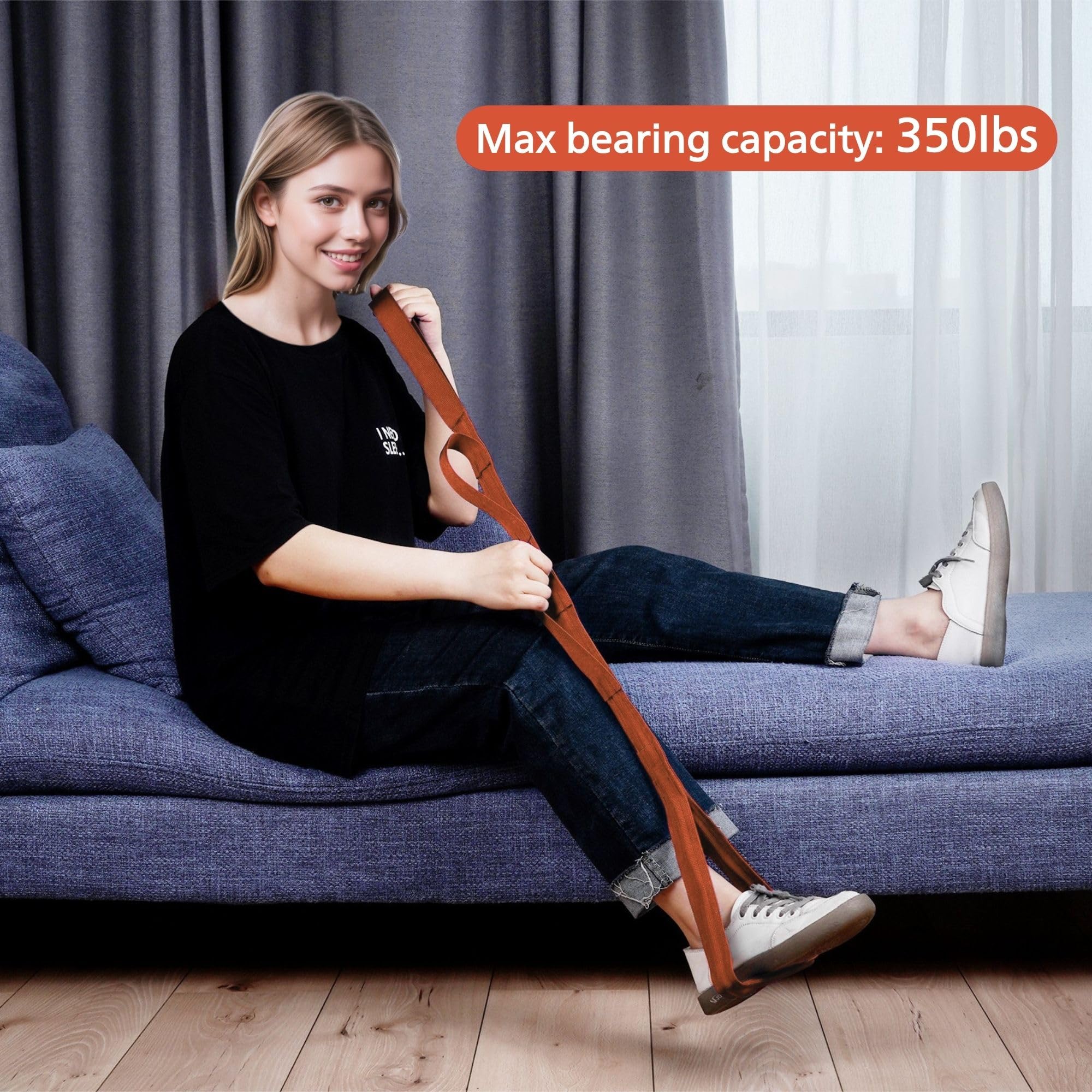 42 Inch Long Leg Lifter,Leg Lifter After Hip Replacement All Over with Aluminum Rod, Hip Kit for Seniors Total Hip Replacement Prime Large Rigid Foot Loop &Sturdy Multiple Handles(Orange) — Amazon image 5