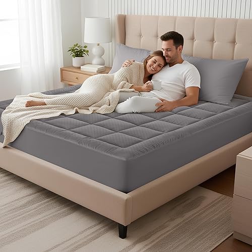 Miniatura 9 de OLANLY Protector de colchón acolchado tamaño Queen  Cubrecolchón alternativo de plumón suave, refrescante, cómodo, transpirable, protector de