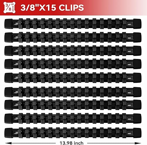 Miniatura 2 de ALOANES Organizador de enchufes ABS de 9 piezas, 38 pulgadas, soportes de riel de enchufe de unidad, estantes de enchufe resistentes, rieles negros