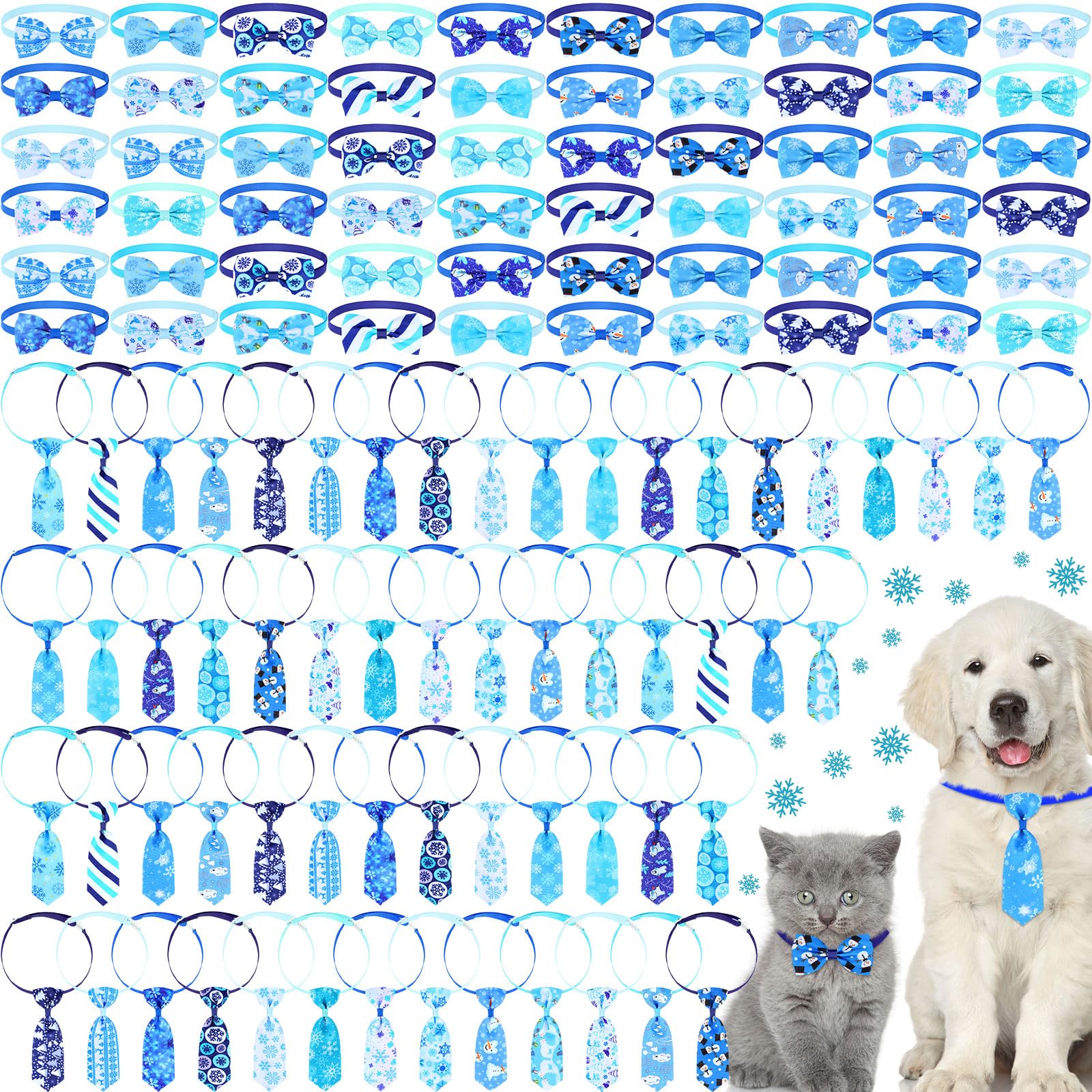 120 Stück Hundehalsband mit Fliege und Halsband, verstellbar, Hundezubehör für kleine Hunde, niedliche Hundehaarschleifen, Katzen-Fliege, Hundehalsband, Dekoration, grundlegende Hundehalsbänder für