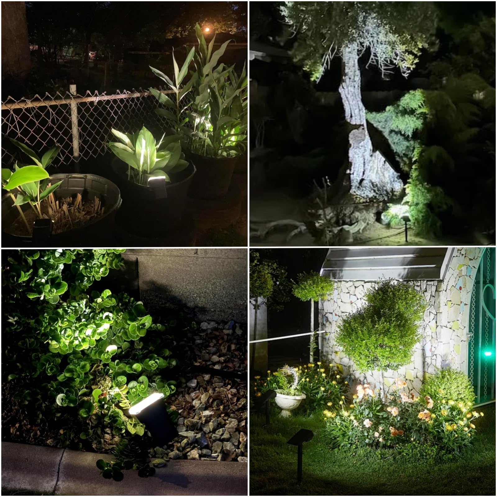 GEARLITE 6 Stück Solarlampen für Außen Garten, 2 Modi Superhelle 800 Lum Solar Strahler Max 30 Stunden Arbeitszeit 3500K Weißes Licht Gartenleuchten IP65 Gartenstrahler für Außen Bäume Garten Weg Deko