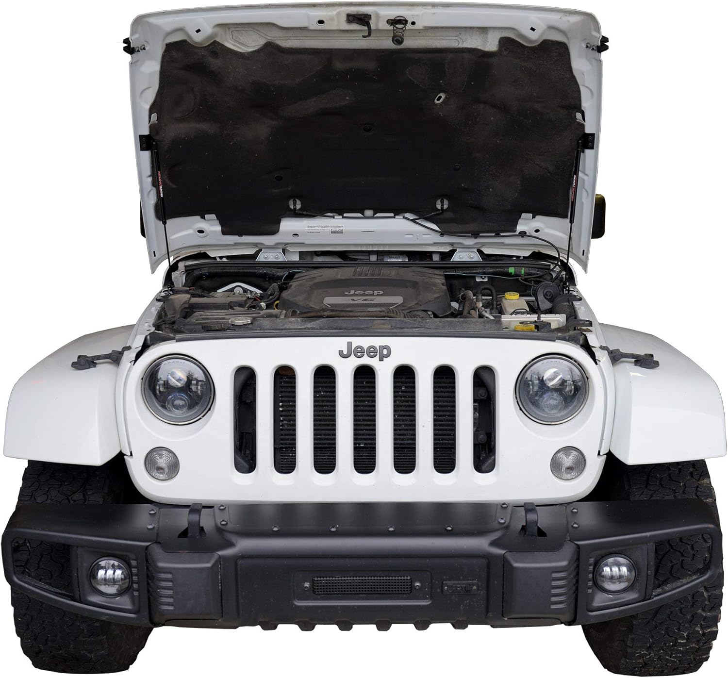 Redline Tuning 21-20002-04 Hood Quicklift Carbon Bolt-in System Compatible with Jeep Wrangler JK 2007-2017 (Carbon Fiber-Sleeved & All Black Components)