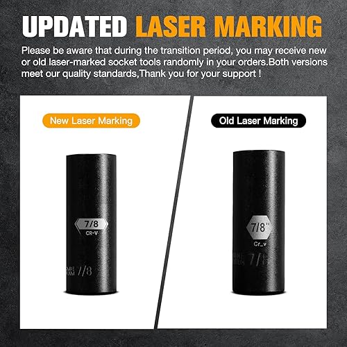 Miniatura 8 de PGROUP Juego de llaves de impacto profundo de 12 pulgada, 17 piezas de tamaños SAE estándar de 6 puntos (38 pulgadas a 1-14 pulgadas), acero Cr-V,