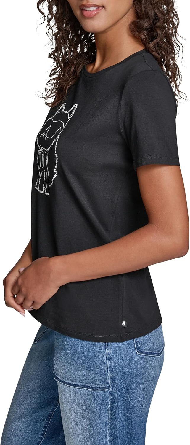Karl Lagerfeld Women's Logo Choupette Outline T-Shirt