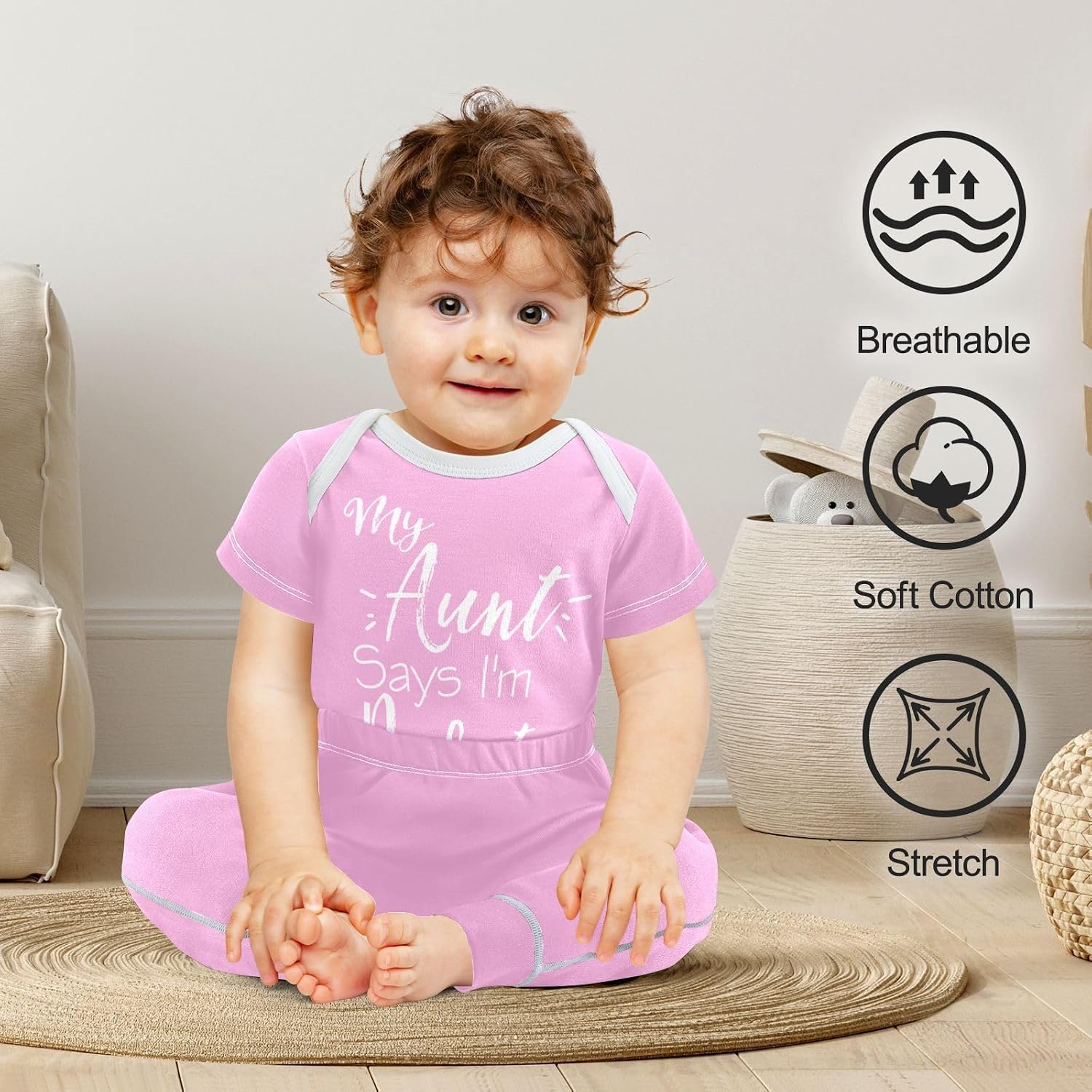 vvfelixl Baby Clothes Good Aunt Perfect Child Baby Bodysuits Set Unisex Short Sleeve Babys Pants Sets 0-3M