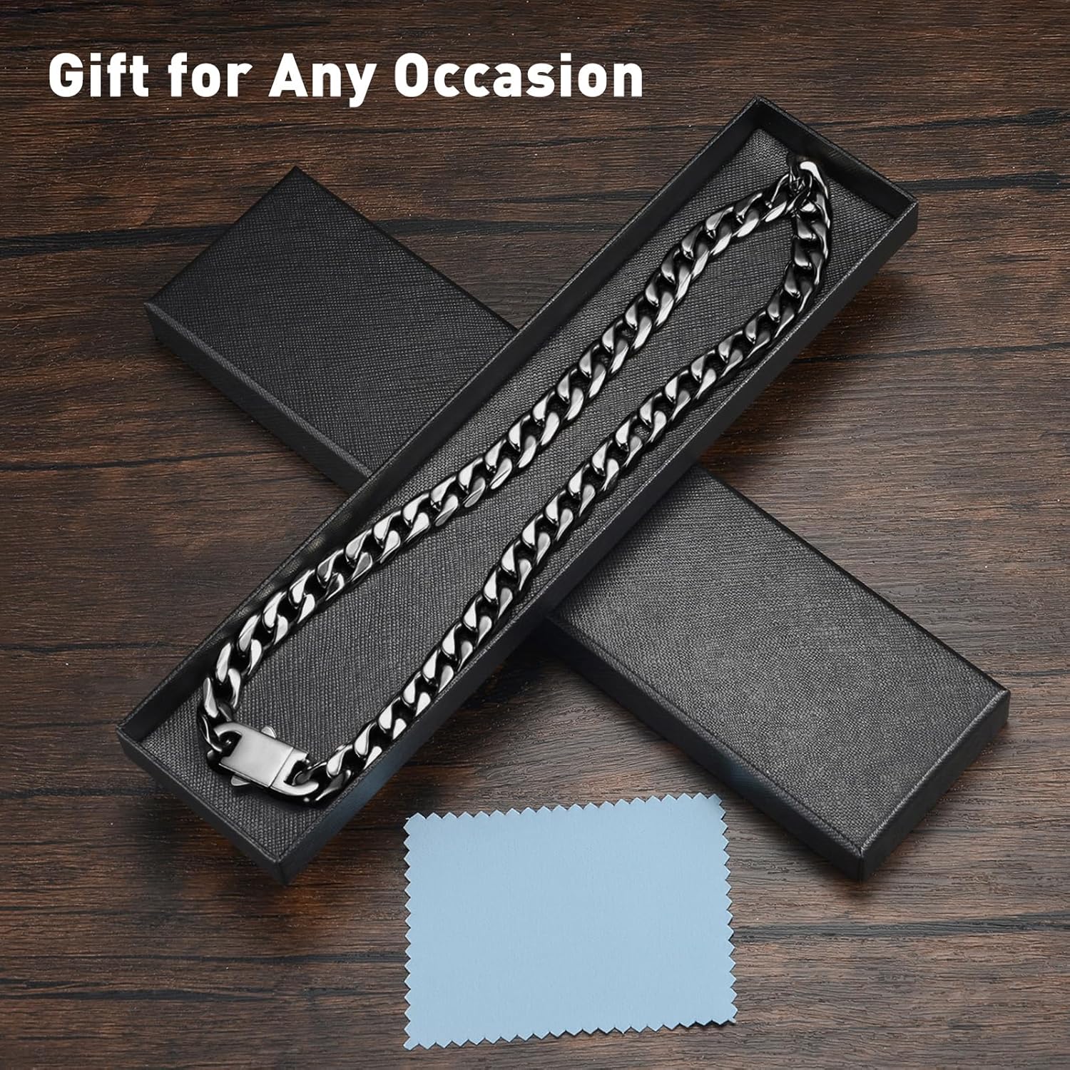 11MM Cuban Link Chain for Men Silver Chains for Men, 316L Stainless Steel and 925 Sterling Silver Filled, Sliver Mens Chain, Available In 20/22/24/26/28/30 Inches, Black Silver Mens Necklaces - Image 5