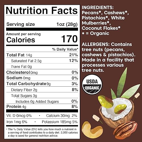Miniatura 2 de Wilderness Poets, Song of Delight Wild Mix - Mezcla orgánica de frutos secos, anacardos, moras, pistachos, cintas de coco, 8 onzas