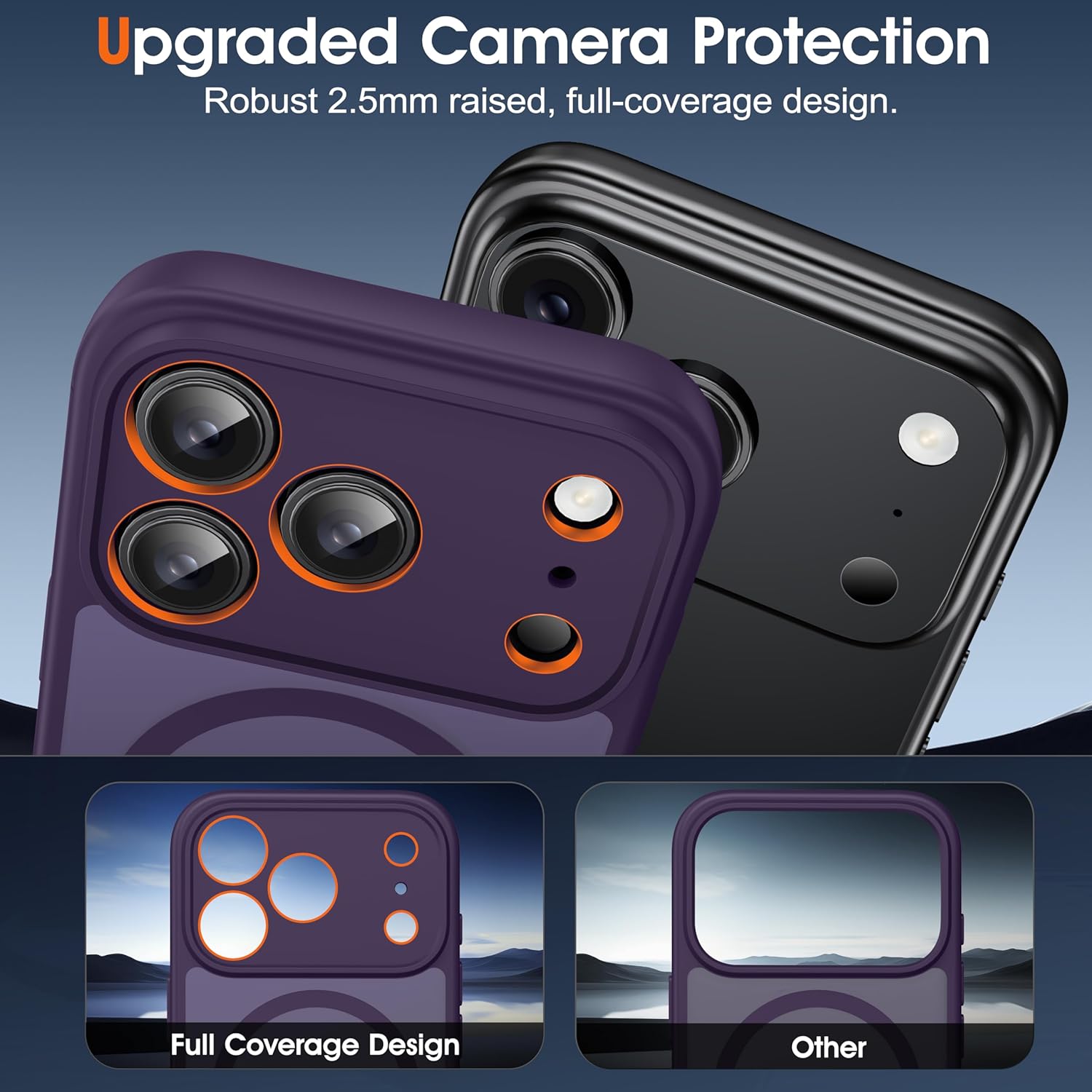 Oterkin Magnetic for iPhone 17 Pro Max Case Matte, Full Camera Protection Compatible with MagSafe Frosted Translucent Shockproof Anti-Scratch Slim Fit Case Military Grade Protection (Dark Purple) - Image 4