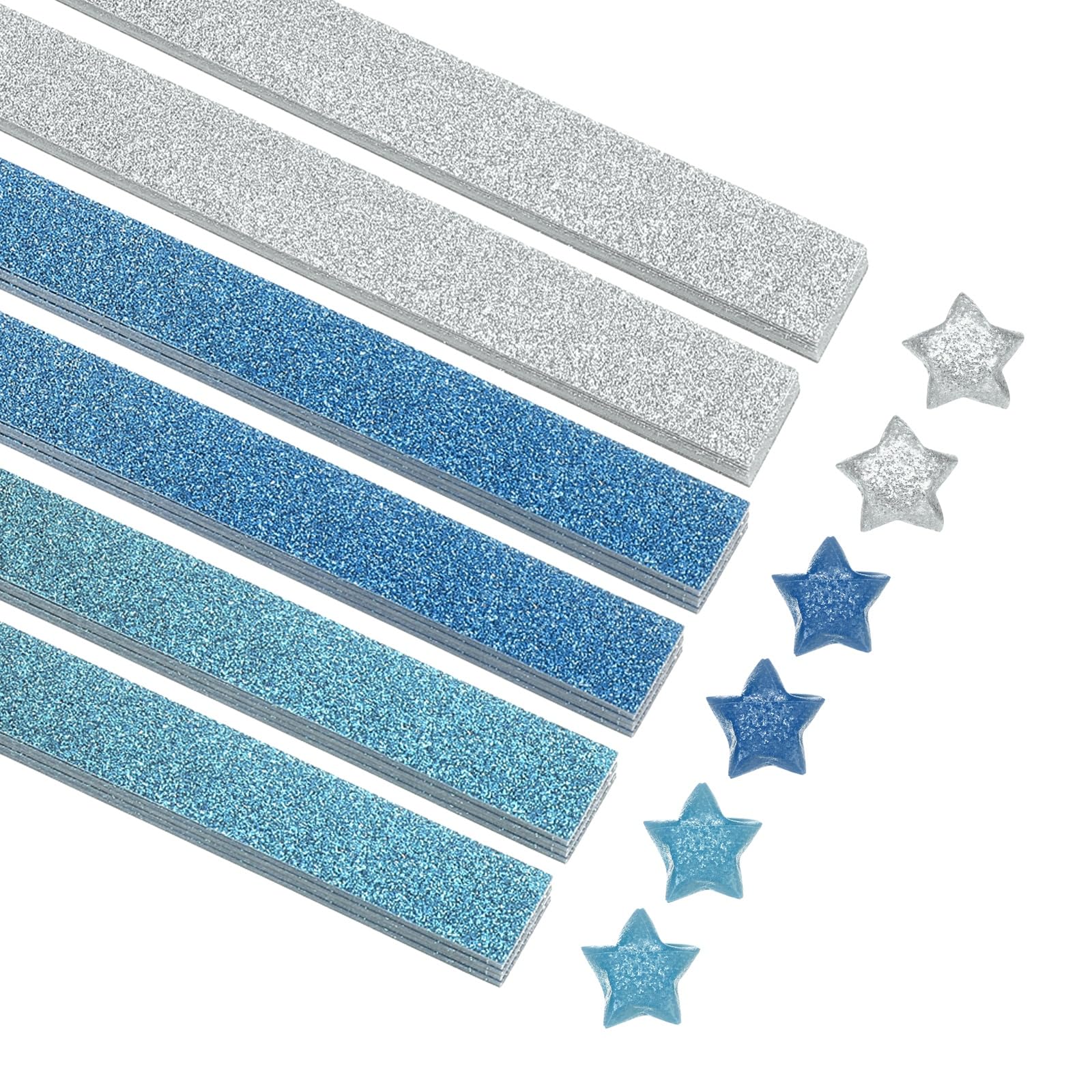 sourcing map 200 Sheets Origami Paper Glitter Stars Papers Gradient Blue Fold Paper for Beginner Arts Crafts Projects,0.4 x 8.7 Inch