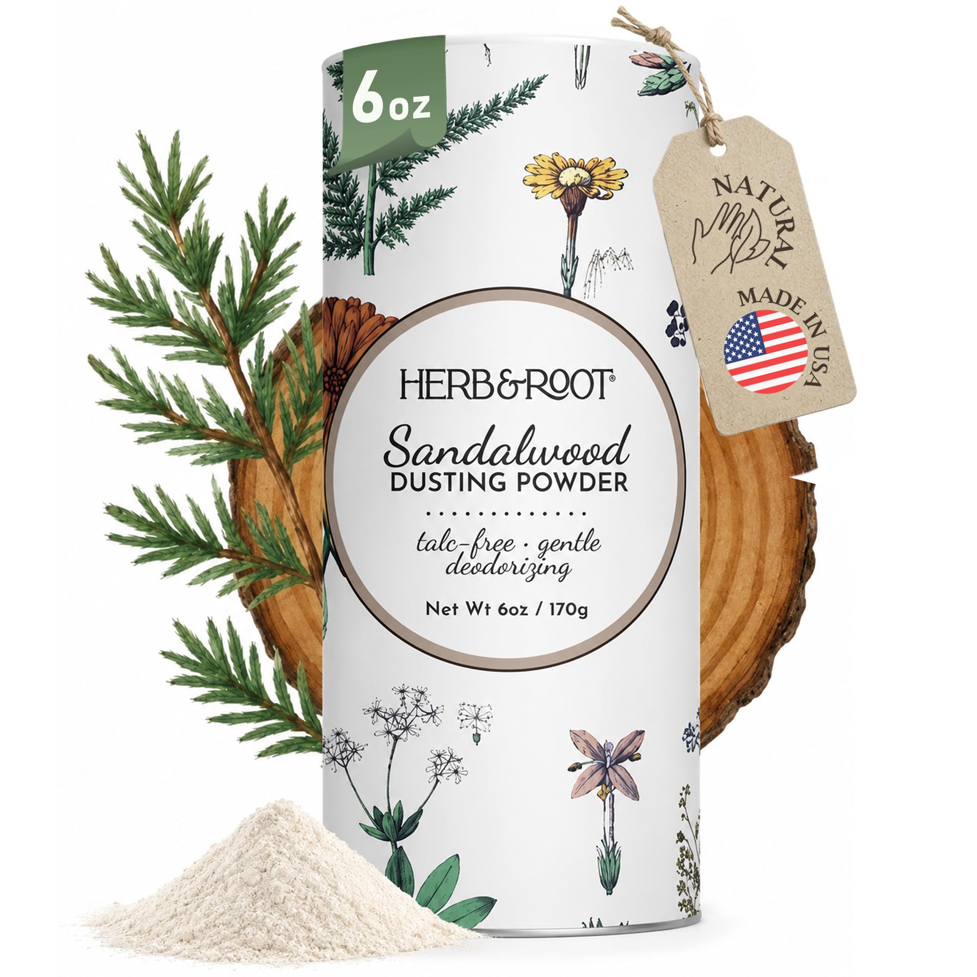 Herb & Root Sandalwood Talc-Free Dusting Powder - dusting powders | Mubboo