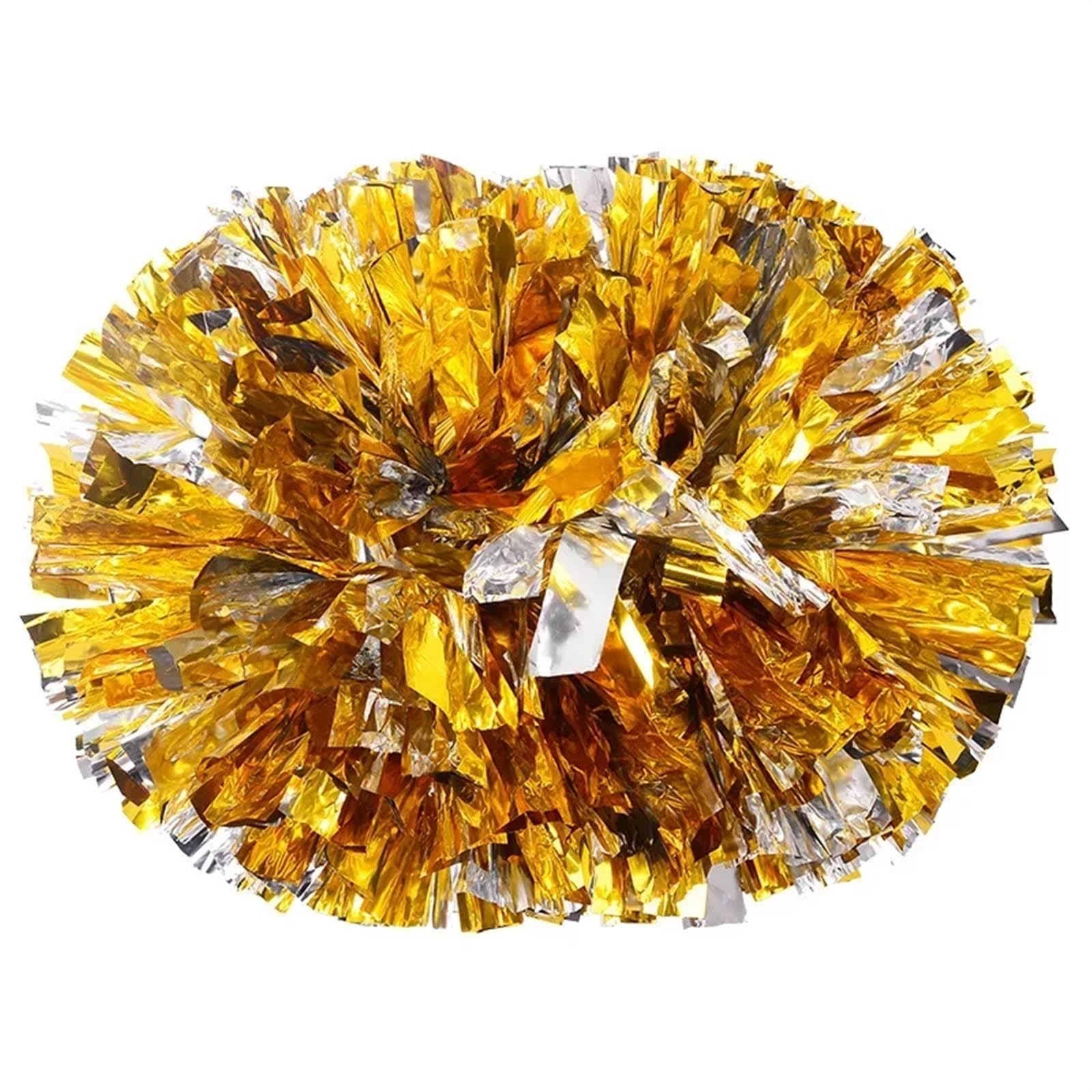 ZWCSHUU Cheerleader Pom Poms Cheerleading Pom Poms With Handle Hand Dance Pompoms Accessories For Women Girl(Gold Silver)