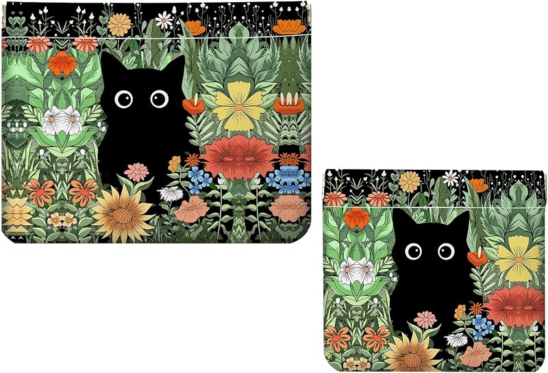 Necessaire de maquiagem Luoycxy em couro sintético, sem zíper, Pacote com 2, Cat 1