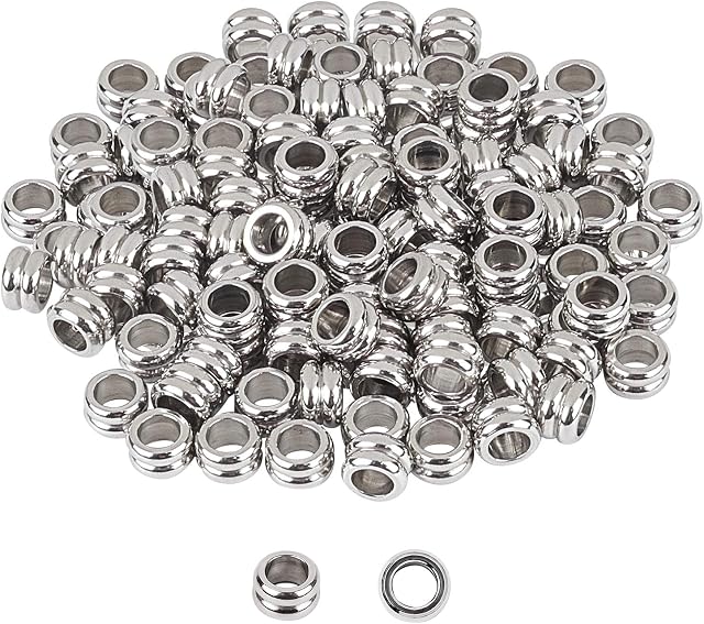 UNICRAFTALE 100pcs 8mm Column Spacer Beads 304 Stainless Steel Loose Beads Large Hole Spacer Beads Smooth Surface Beads Finding for DIY Bracelet Necklace Jewelry Making, Hole 5mm