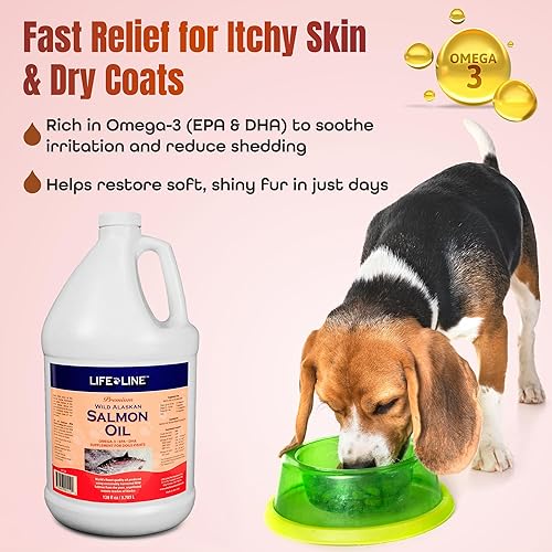 Vista 23 de Life Line Pet Nutrition Suplemento omega-3 de aceite de salmón salvaje de Alaska para piel y pelaje, apoya la salud cerebral, ocular y cardíaca