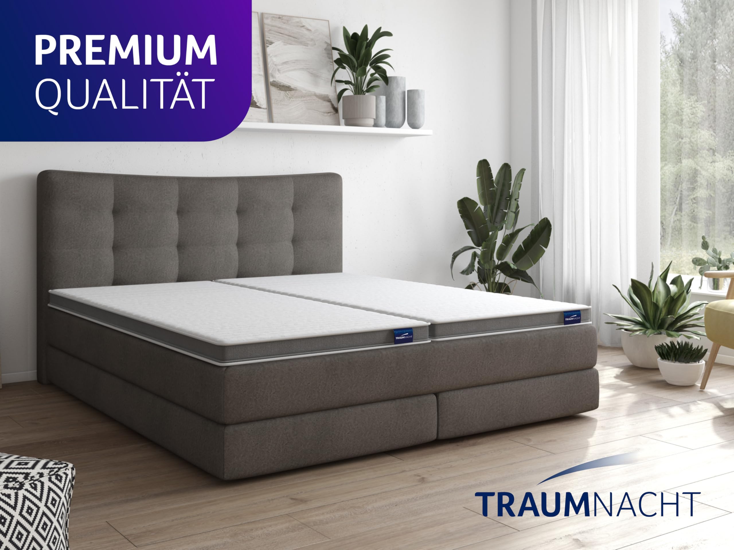 Traumnacht Gelschaum-Topper mit Klimaband und Gel-Aktiv-Kaltschaum, 100 x 200 cm, weiß, Öko-Tex zertifiziert, produziert nach deutschem Qualitätsstandard