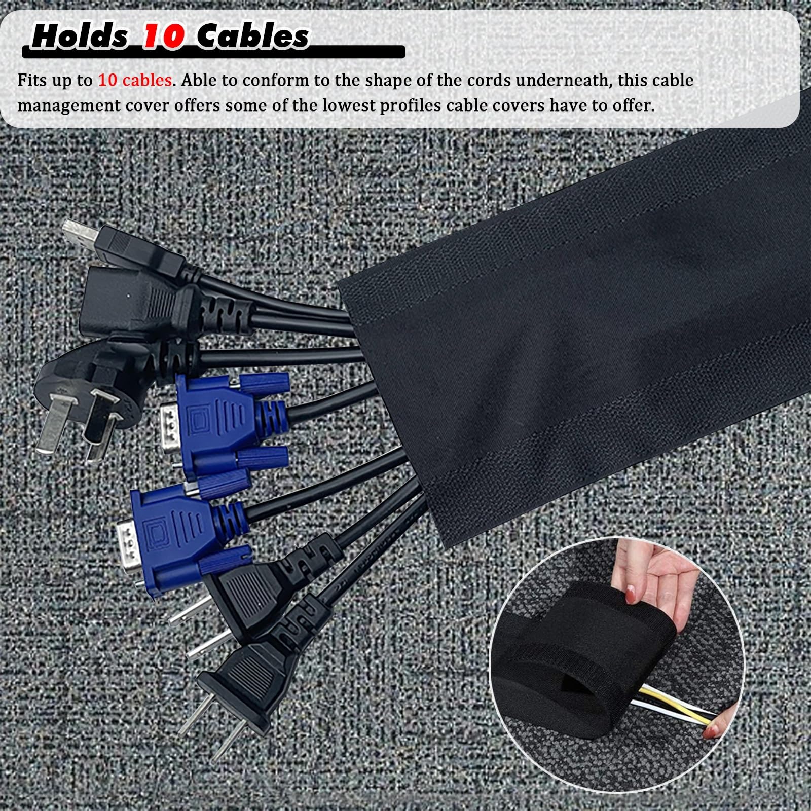 Cord Management Wire Cable Hider Cover Listwa Podłogowa Do Kabli Osłona Przewodu Uchwyt Kable Ochraniacz Zarządzanie Dywanikami, Samoprzylepne Przedłużacze Zasilające Korektor Do Wystaw, 1 M 2 3 4 5 6