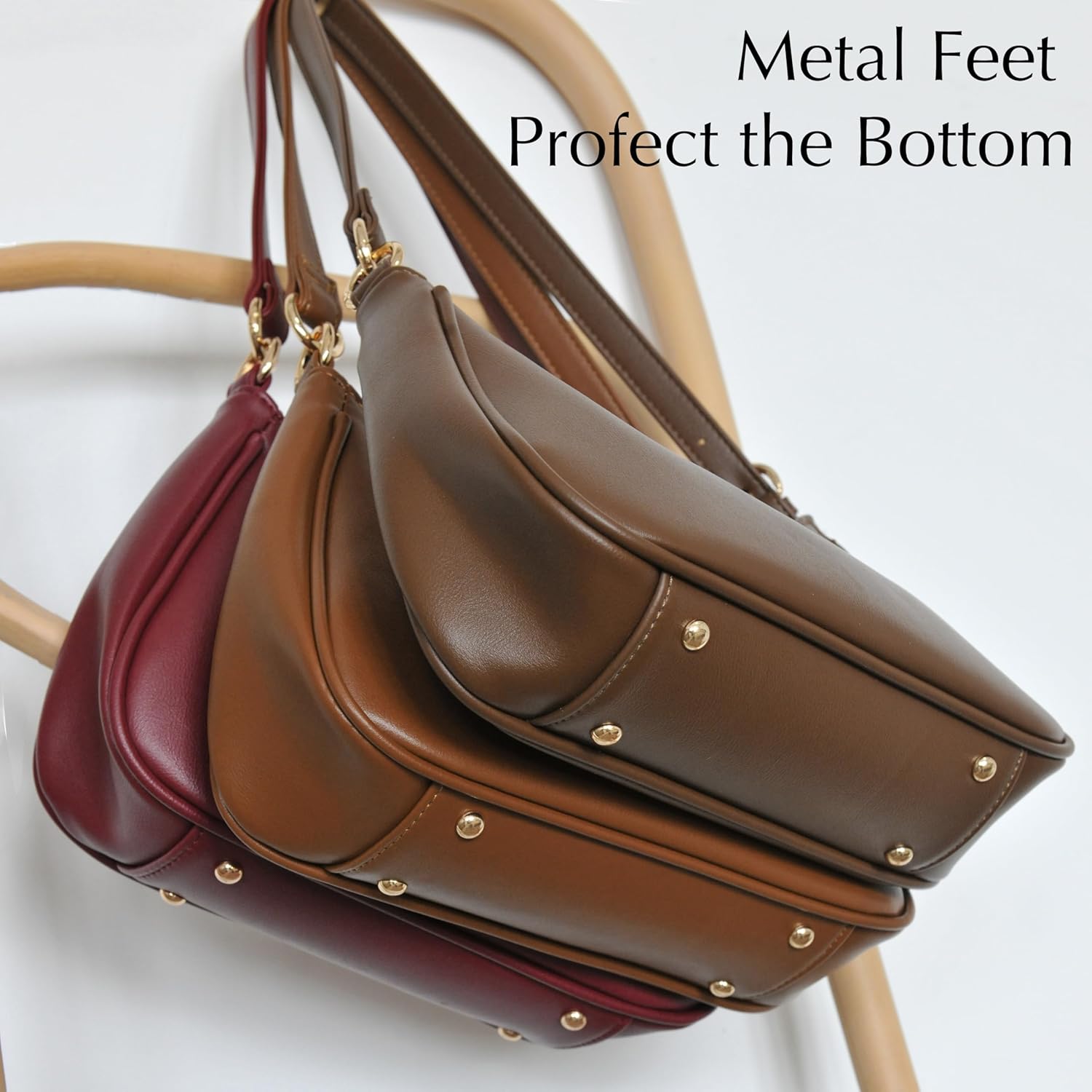 Women's Crescent Shoulder Bag Vegan Leather Chain Cross body bag Convertible Handbag | Vegan Leather, Chain, Convertible