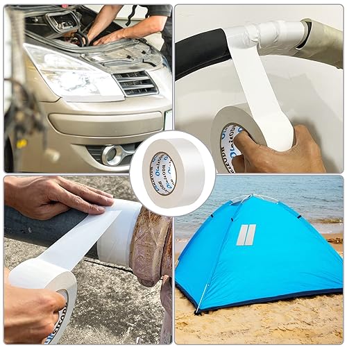 Miniatura 7 de Oleitodh Paquete de 12 Cintas de Conducto Blancas de Uso Pesado, 8.3 Mil de Grosor, 2 Pulgadas x 30 Yardas, Resistencia Industrial Fuerte, Flexible,