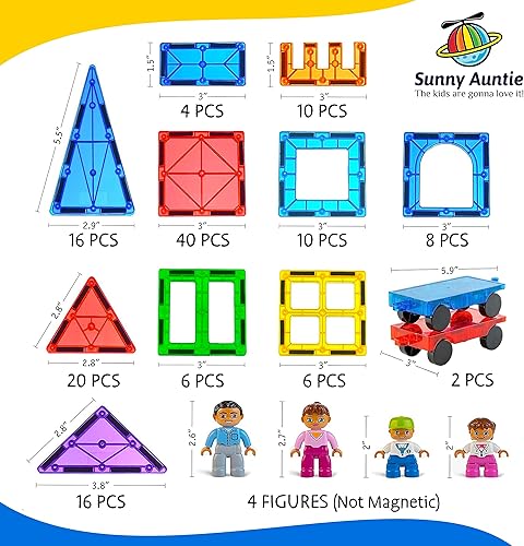 Miniatura 8 de SUNNY AUNTIE Azulejos magnéticos 138 piezas + 4 figuras + funda con cremallera, azulejos magnéticos para niños y niñas de 3, 4, 5, 6, 7, 8 años