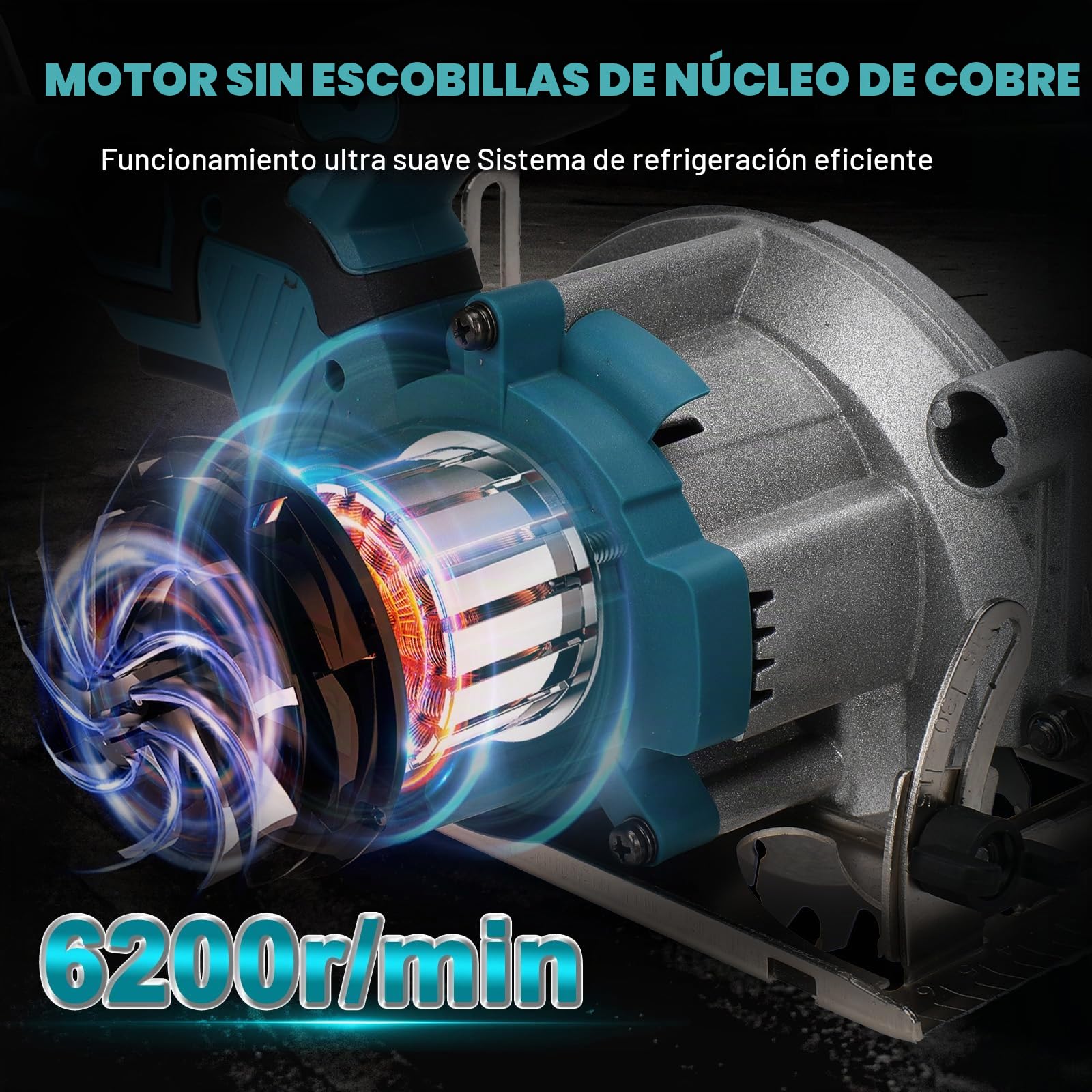 Sierra circular inalámbrica compatible con batería de litio Makita de 18 V, mini sierra circular sin escobillas con 2 hojas de sierra (140 mm), con corte diagonal, 6200 RPM, ideal para cortar madera