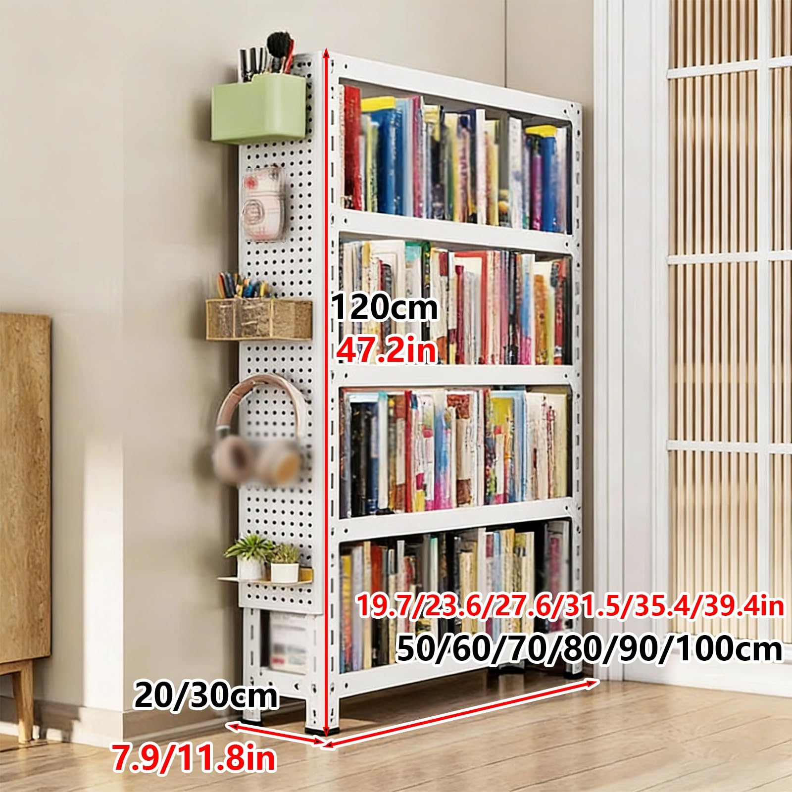 Scaffalatura Metallo Scaffali in Metallo Materiale in Acciaio Laminato a Freddo Pannelli Laterali Forati Adatto per Uffici, Camere da Letto e Lavanderie(Black,50 * 20 * 120cm)