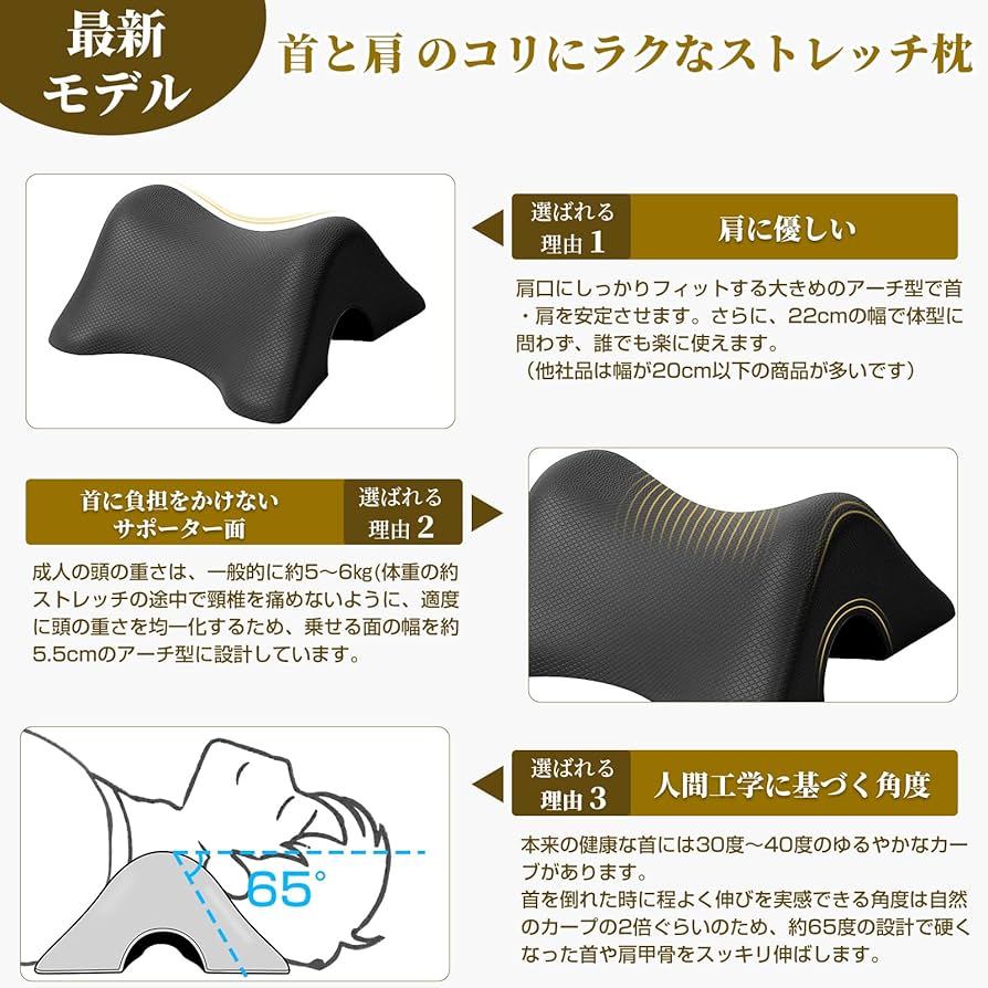 ◯ブラック 首枕 ネックピロー 自宅で寝るだけ10分 ストレッチ 首こり 肩 楽天市場】【全品20％OFF】【40%OFFクーポン配布中！】首