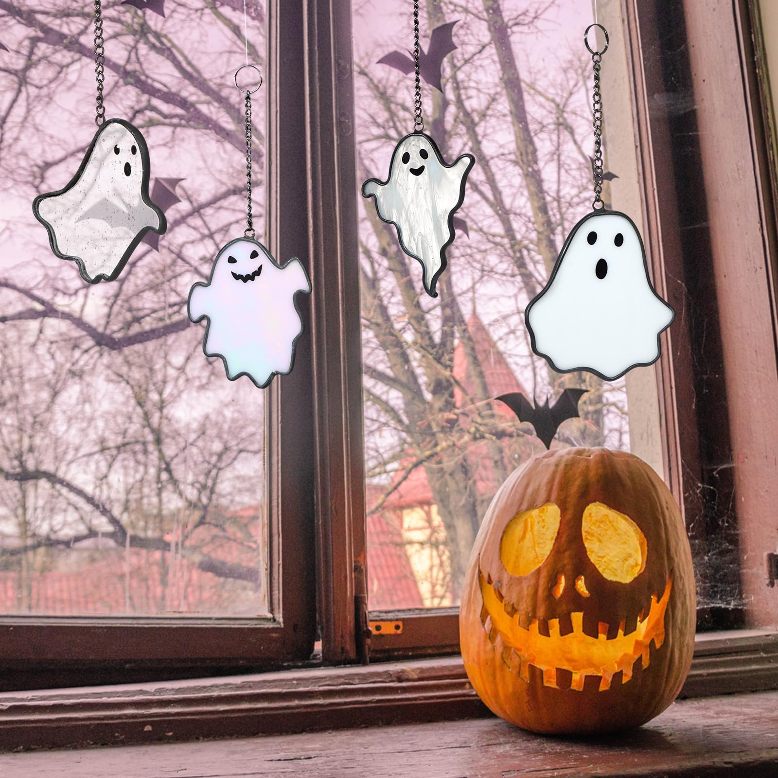 Amazon.co.jp: Yungyan ハロウィンゴーストステンドグラス サン 