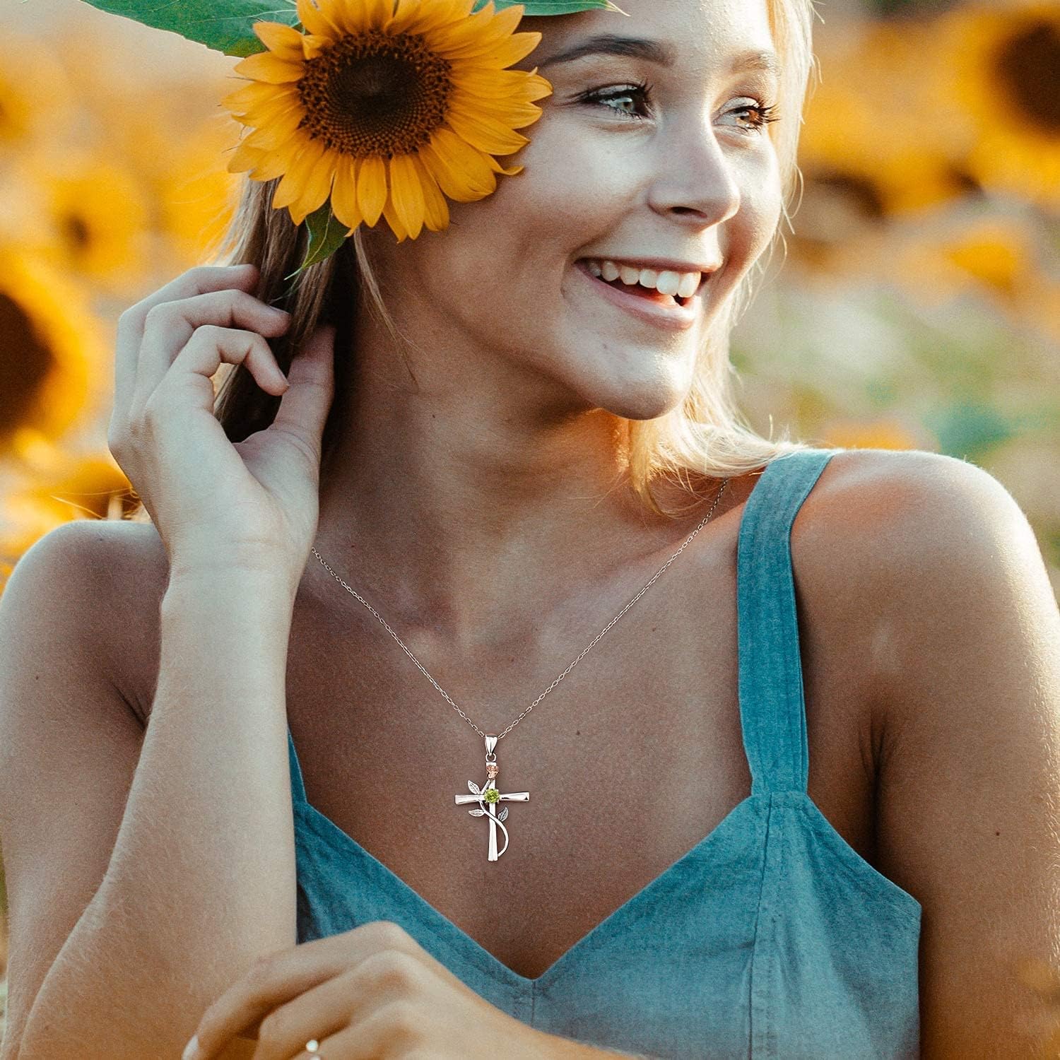 BlingGem Cross Necklace for Women 925 Sterling Silver Birthstone Necklace for Womens Cross Pendant 5A Cubic Zirconia 12 Birth Months Birthday Gifts for Women Wife Her - Image 6