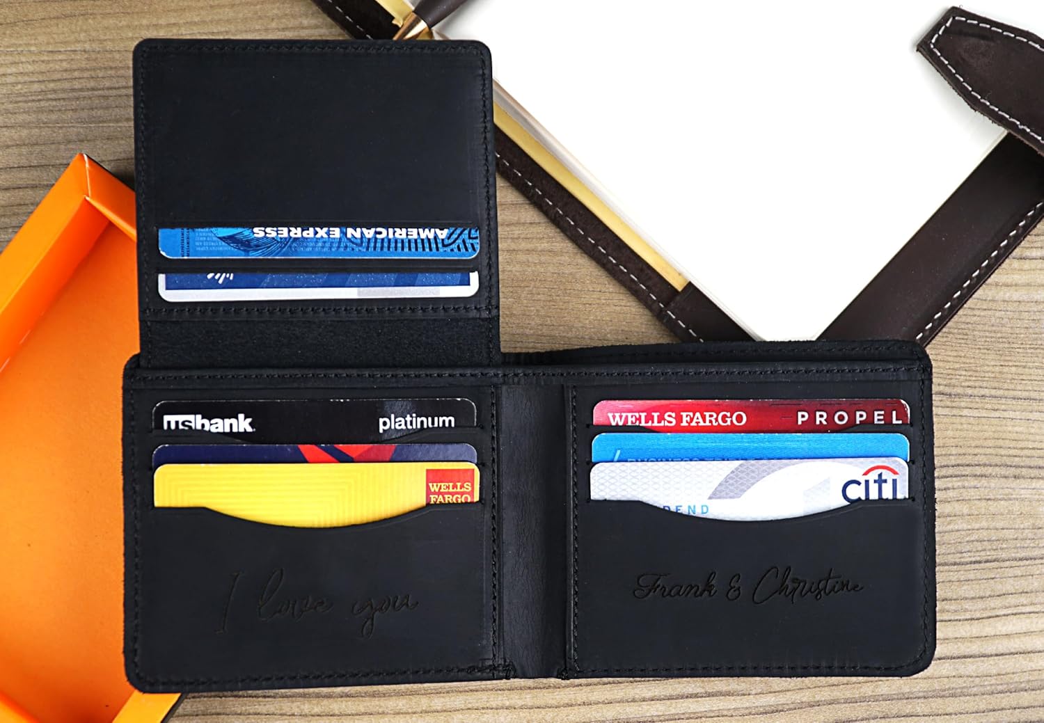 Valentine's Gift Personalized Leather Wallet For Men Custom Slim Wallet Customized Bifold Wallets For Men Engraved Genuine Leather Custom Father's Day Wallet Gift