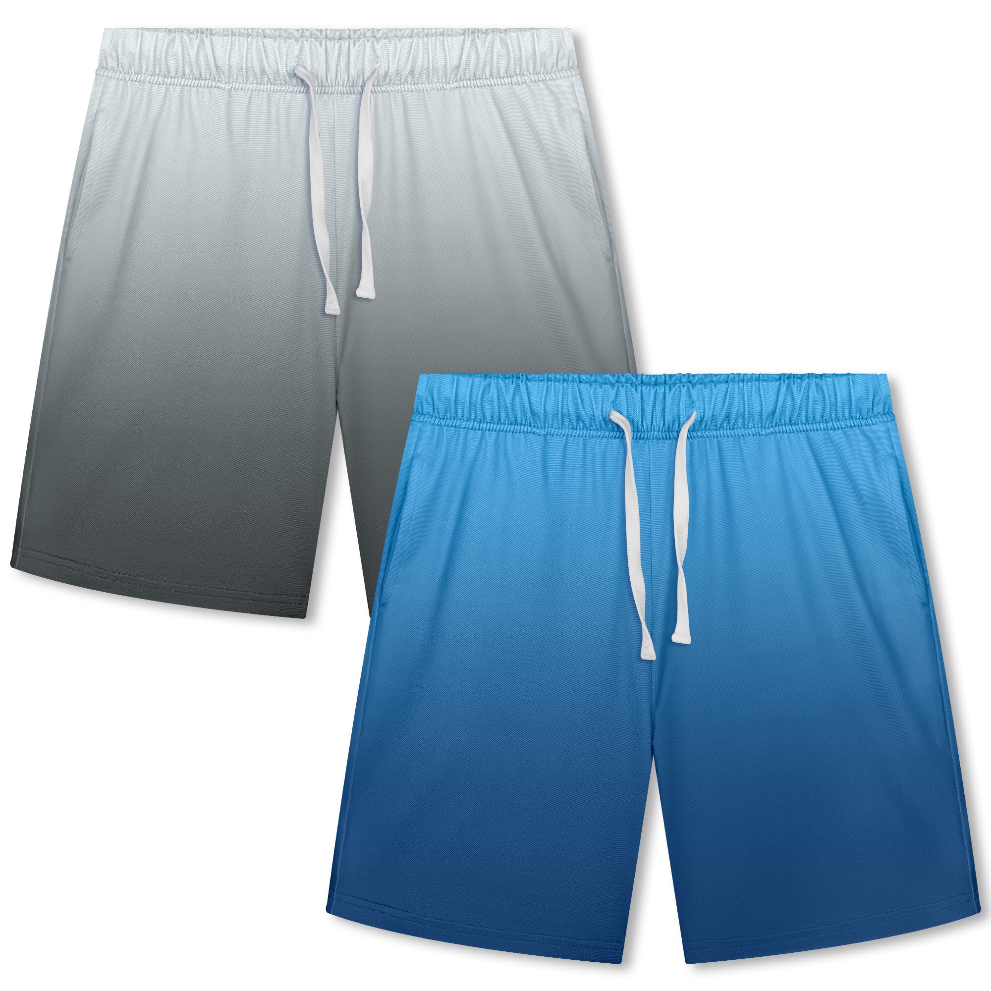 Cooraby 2 Pack Boys Pajamas Shorts with Drawstring Pockets Teens Pull-on Pajamas Shorts Sport Casual Shorts for Youth