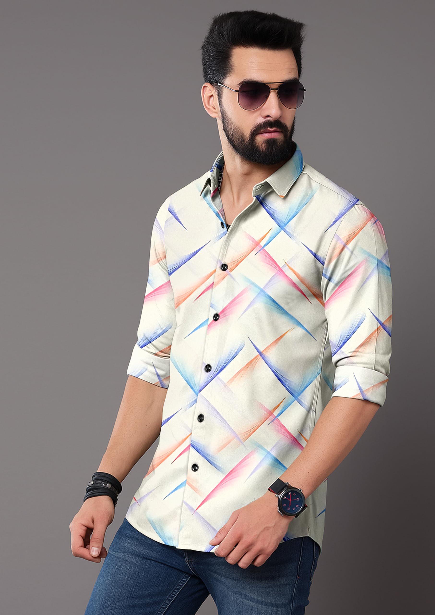 laxbon Men’s Stylish Printed Shirt – Casual Soft Cotton Blend | Slim Fit Full Sleeves | Trendy Prints Special Occasions-picture-26