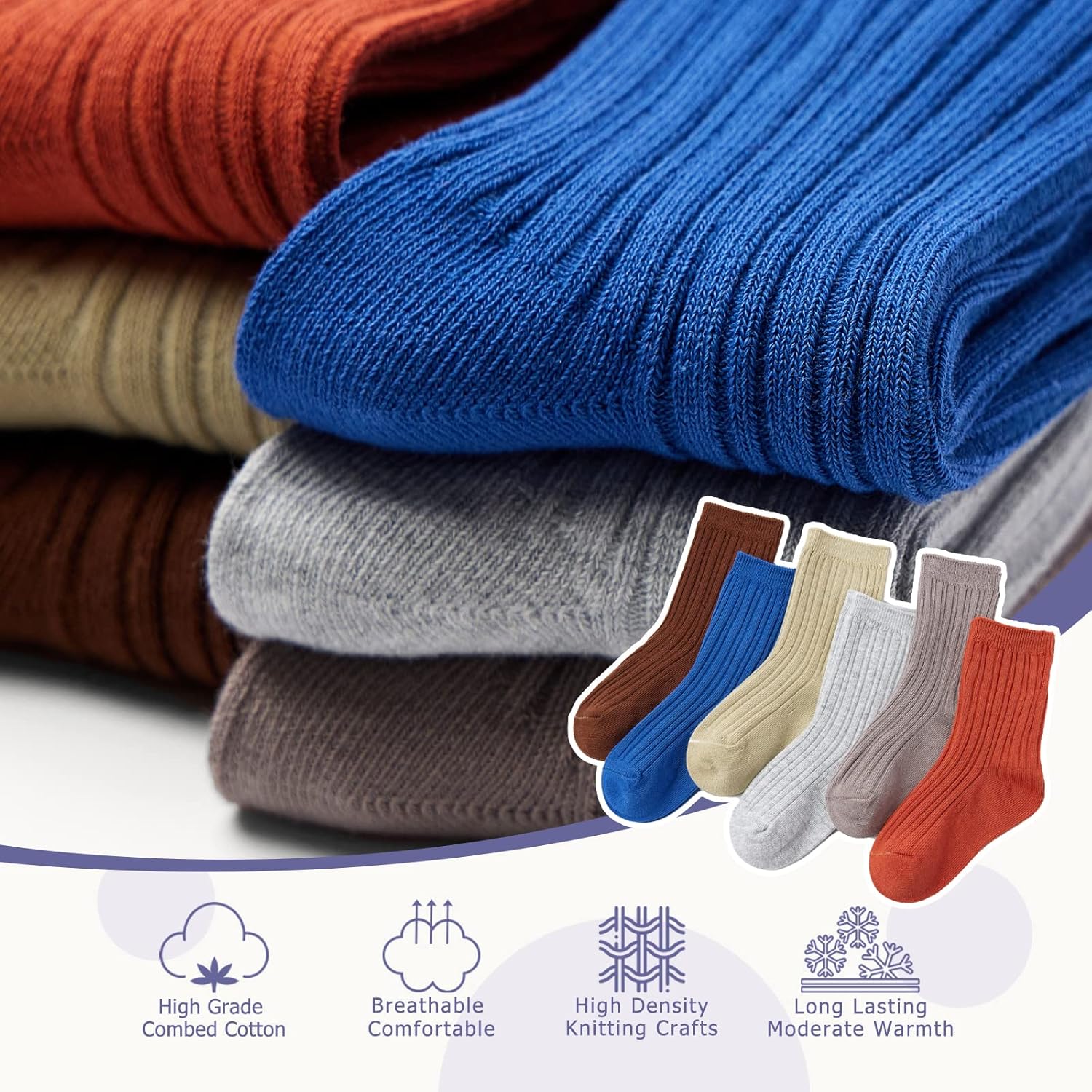 Boys Cotton Socks Kids Colorful Quarter Socks Cartoon Seamless Dress Socks Bears for Boys 6 Pack - Image 3