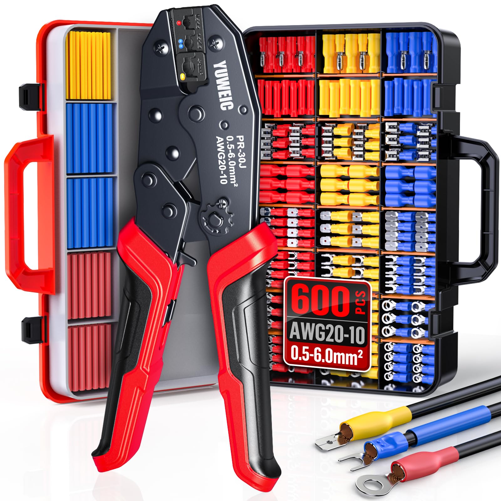 Crimping Tool for Insulated Wire Terminal Kit 0.5-6mm²/490pcs Connectors