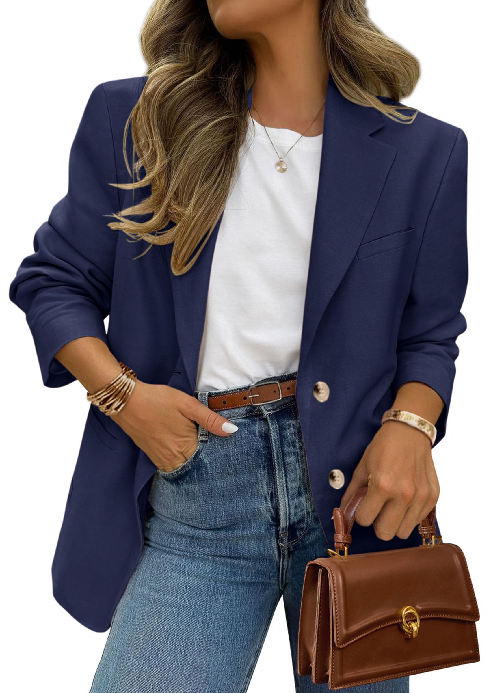 PRETTYGARDEN 2026 Blazers for Women Business Casual Long Sleeve Lapel Open Front Suit Jacket Work Blazer with Pockets