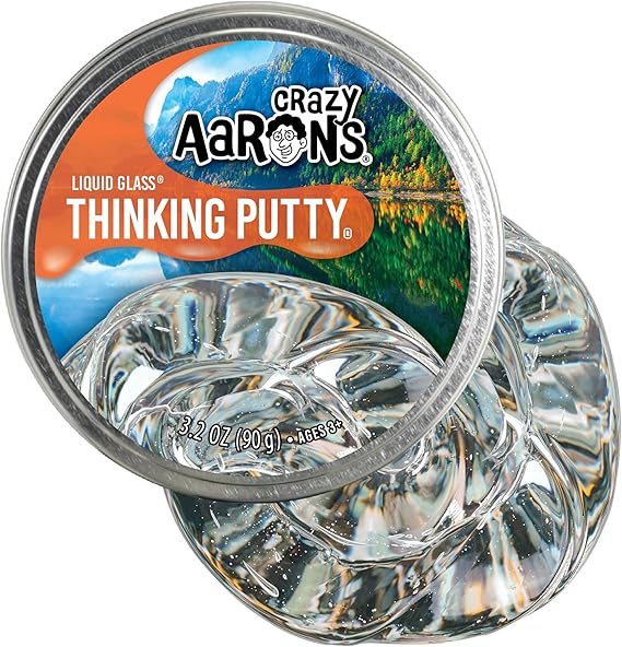 Crazy Aaron's Thinking Putty - Liquid Glass - See-Through Putty for Kids and Adults in a 4" Tin - Creative and Endless Fun, Stress Relief Therapy Toys, Never Dries Out - Made in USA