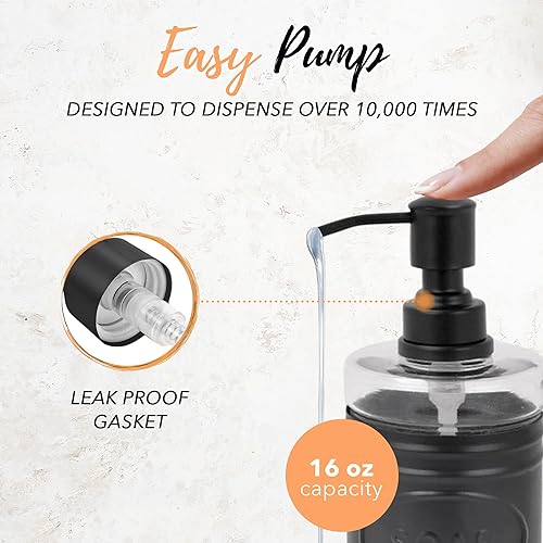 Miniatura 5 de Autumn Alley Adorable juego de 3 piezas de accesorios de baño moderno de granja para lavabotocador, dispensador de jabón negro mate, recipiente de