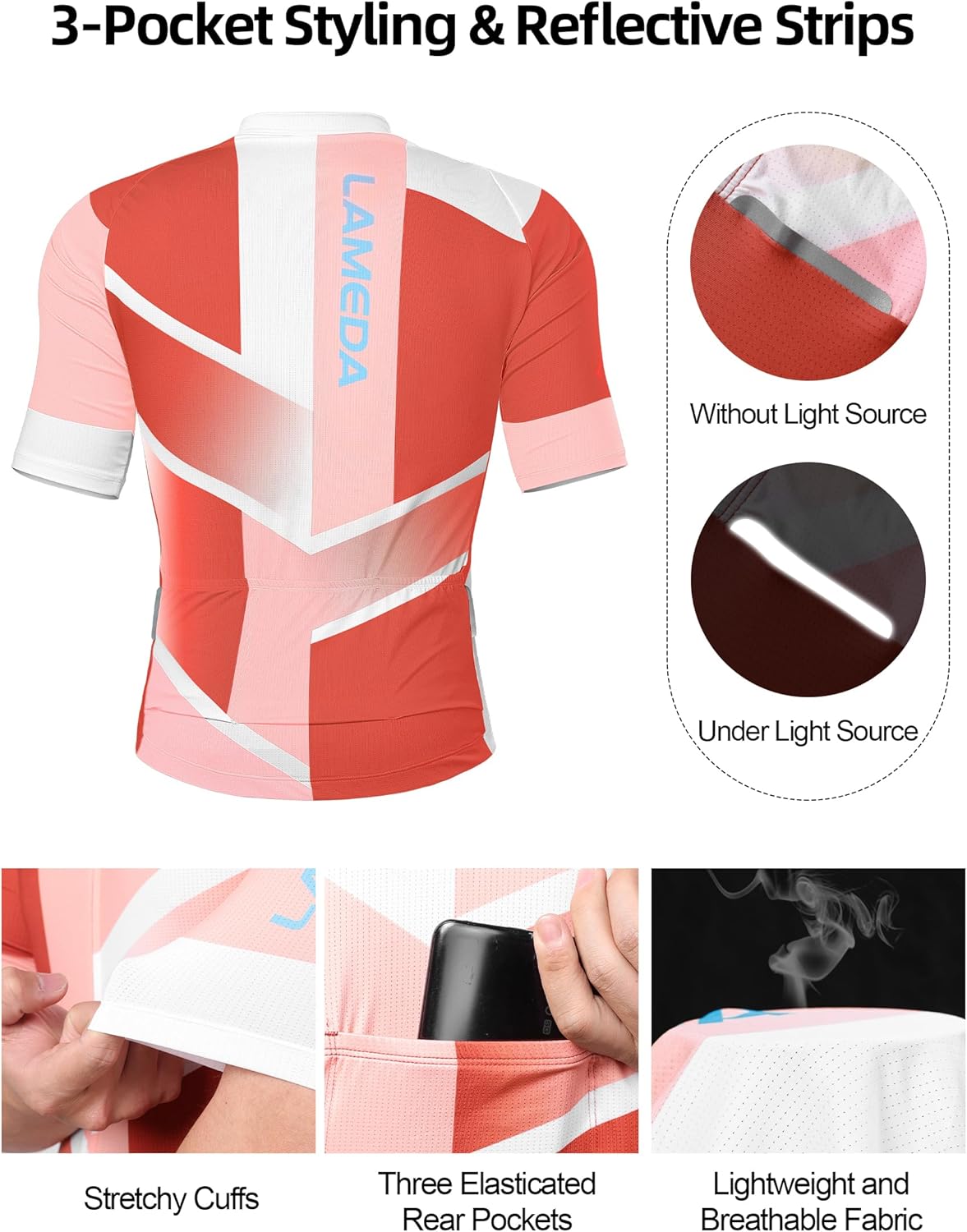 LAMEDA Men's Cycling Jersey Breathable Lightweight Bike Jersey for Men Cycling Short Sleeve Elastic Road Bike Shirt - Image 4