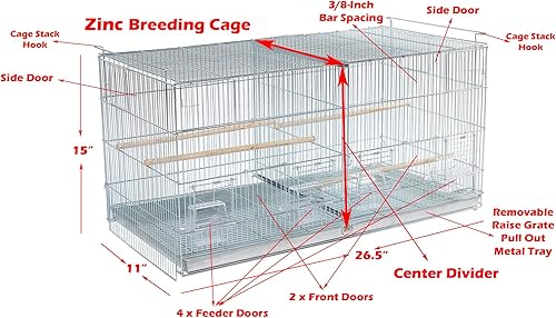 Miniatura 2 de Combo Galvanizado galvanizado apilar y bloquear criador jaula de vuelo de aves crianza nido puerta separador extraíble con soporte rodante (AÑADIR