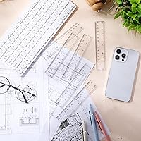 Vista 7 de Zonon 6 reglas métricas rectas flexibles de plástico transparente de 6 pulgadas con centímetros y pulgadas, herramienta de medición de dibujo