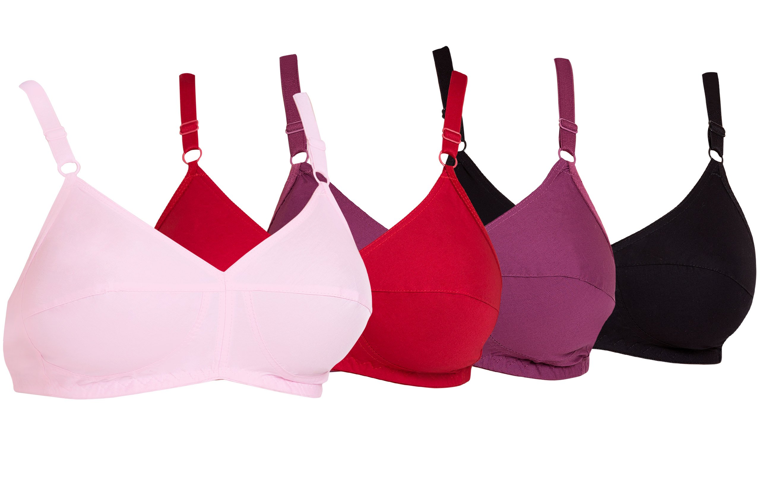 Women's Flexi Fit Cotton Multicolor Non Padded Bra Pack of 4-36C