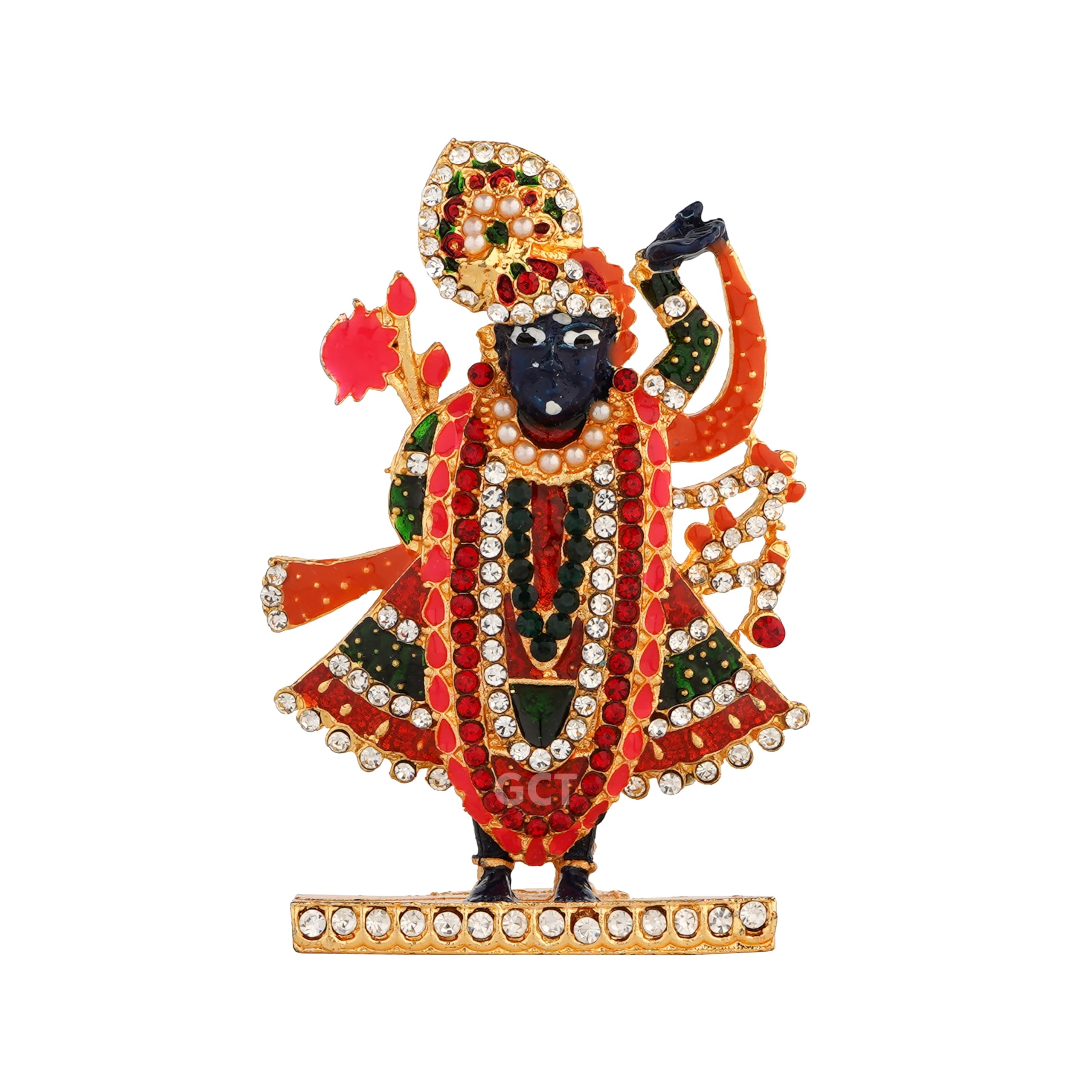 GCT Lord Shrinath Ji Idol | Lord Shreenath Ji Idol (B-196) Black Color Metal Statue for Car Dashboard | Home Décor | Mandir Pooja Murti | Temple Puja | Office Table Showpiece