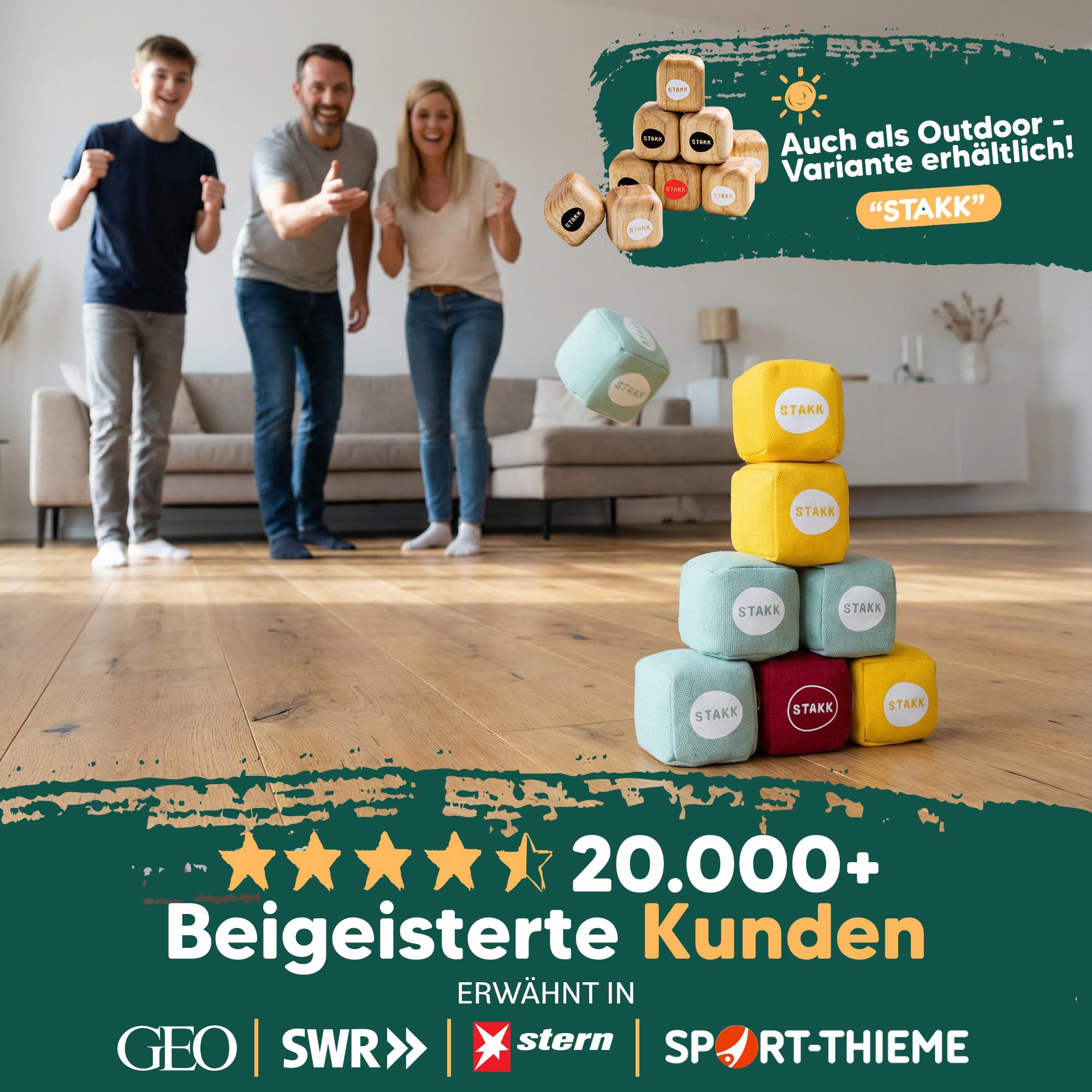 softSTAKK | Das Erfolgs-Wurfspiel jetzt für Indoor & Outdoor | Boccia & Boule neu interpretiert | Familienspiel vereint Geschick & Strategie | Wurfspiel für Kinder & Erwachsene