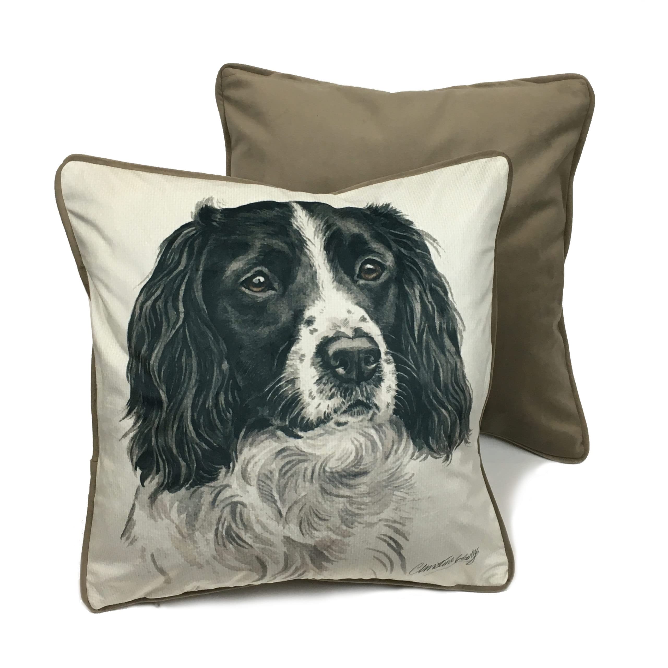 WaggyDogz Springer Spaniel Luxury Dog Cushion/Pillow by Christine Varley (CUS-UK177)
