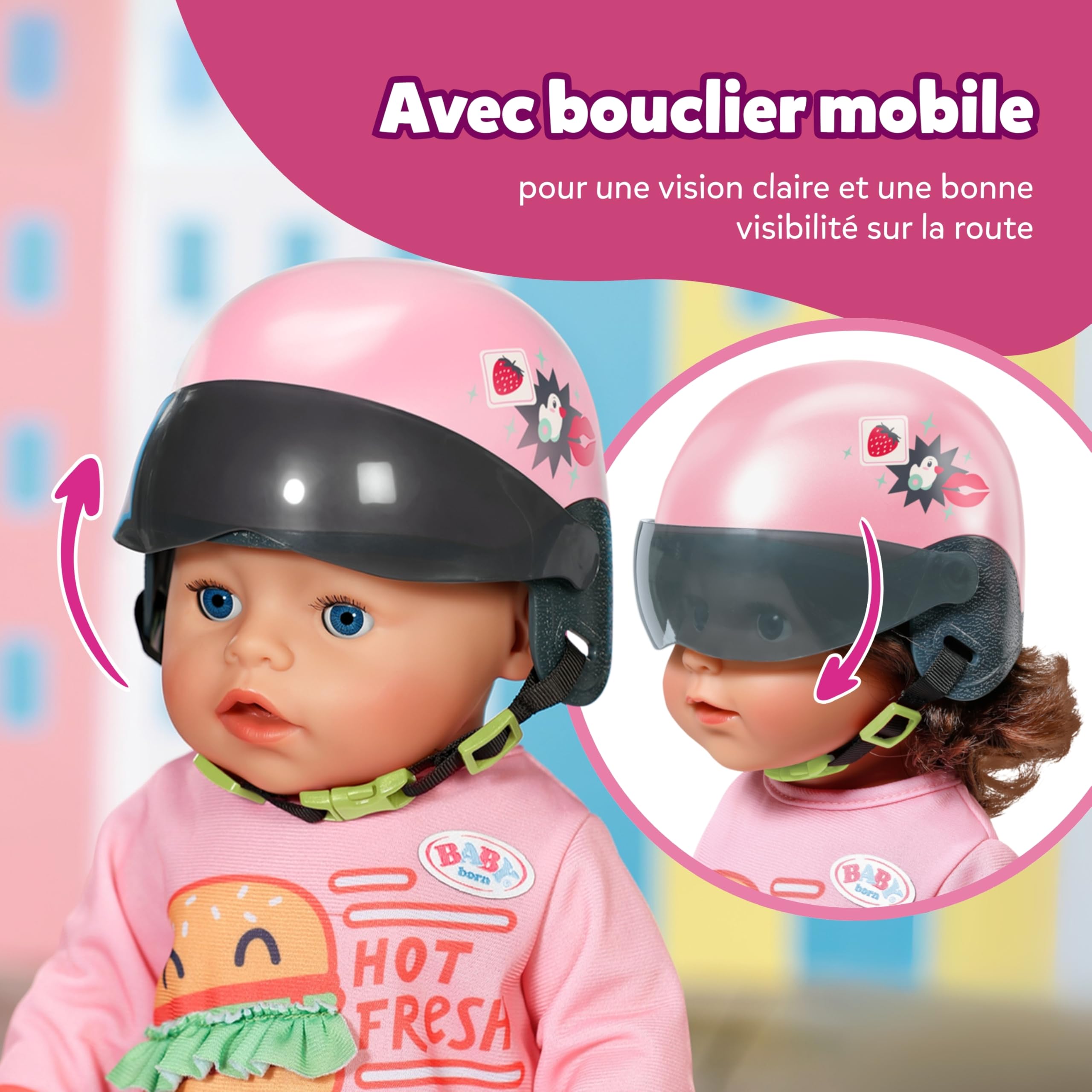 Casque pour trottinette électrique BABY born - Casque pour poupées de 43 cm - Accessoire de haute qualité pour poupées - Convient aux enfants à partir de 3 ans