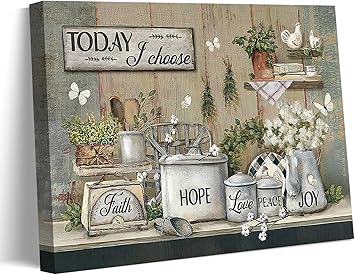 Rustic Kitchen Canvas Wall Art Vintage Farmhouse Wall Decor Picture Still Life Kitchen Poster Dining Room Print Farm Positive Inspirational Painting Artwork for Living Room Home Decoration ,12x16in