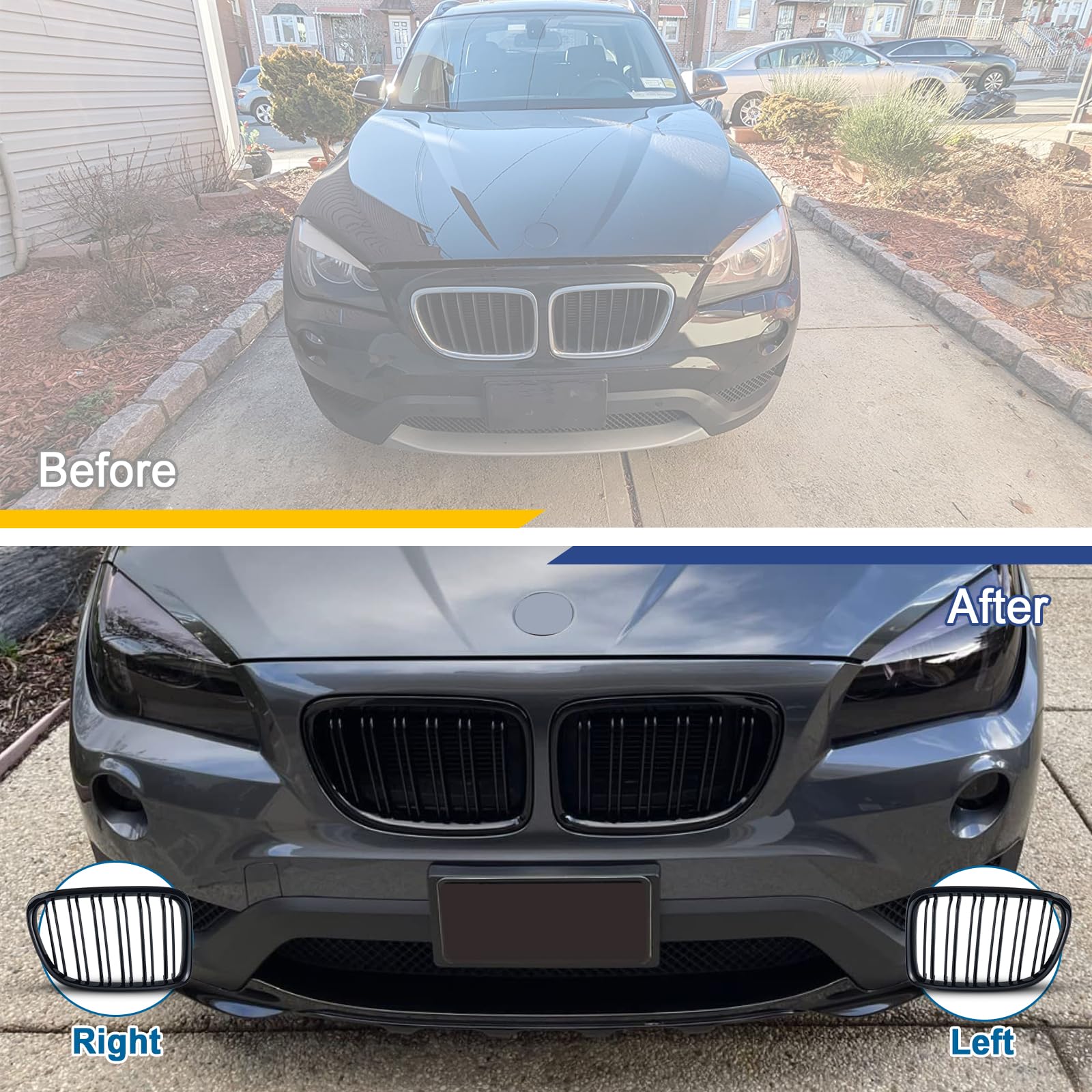 Adatto per BMW X1 E84 Sport 2009-2015 Doppio Ponte Anteriore Rene Griglia Nera Lucida Anteriore Doppia Griglia Sinistra Destra