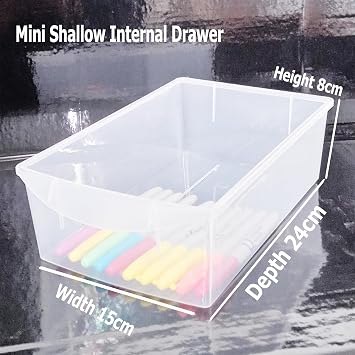 Mini 4 Drawers Storage Unit Mini 2 Shallow Small 2 Deep Drawers Transparent Mini Storage Tower For Store Small Parts Crafts Desk Bathroom Kitchen Office (H) 51cm (D)26cm (W) 19cm
