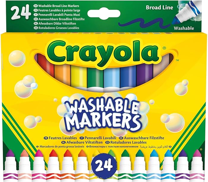 CRAYOLA - Kit de 24 Feutres Lavables, Pointe Conique pour Traits Fins et Épais, Assortiment de Couleurs - Âge Conseillé: à Partir de 3 Ans : Amazon.fr: Jeux et Jouets