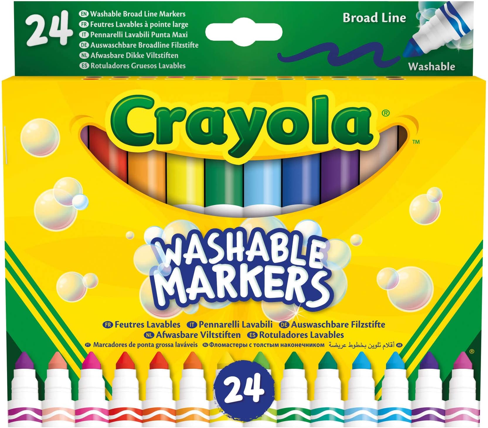 24 Washable Fine Tip Assorted School Leisure Marker Pens, Coloured Maxi tip /